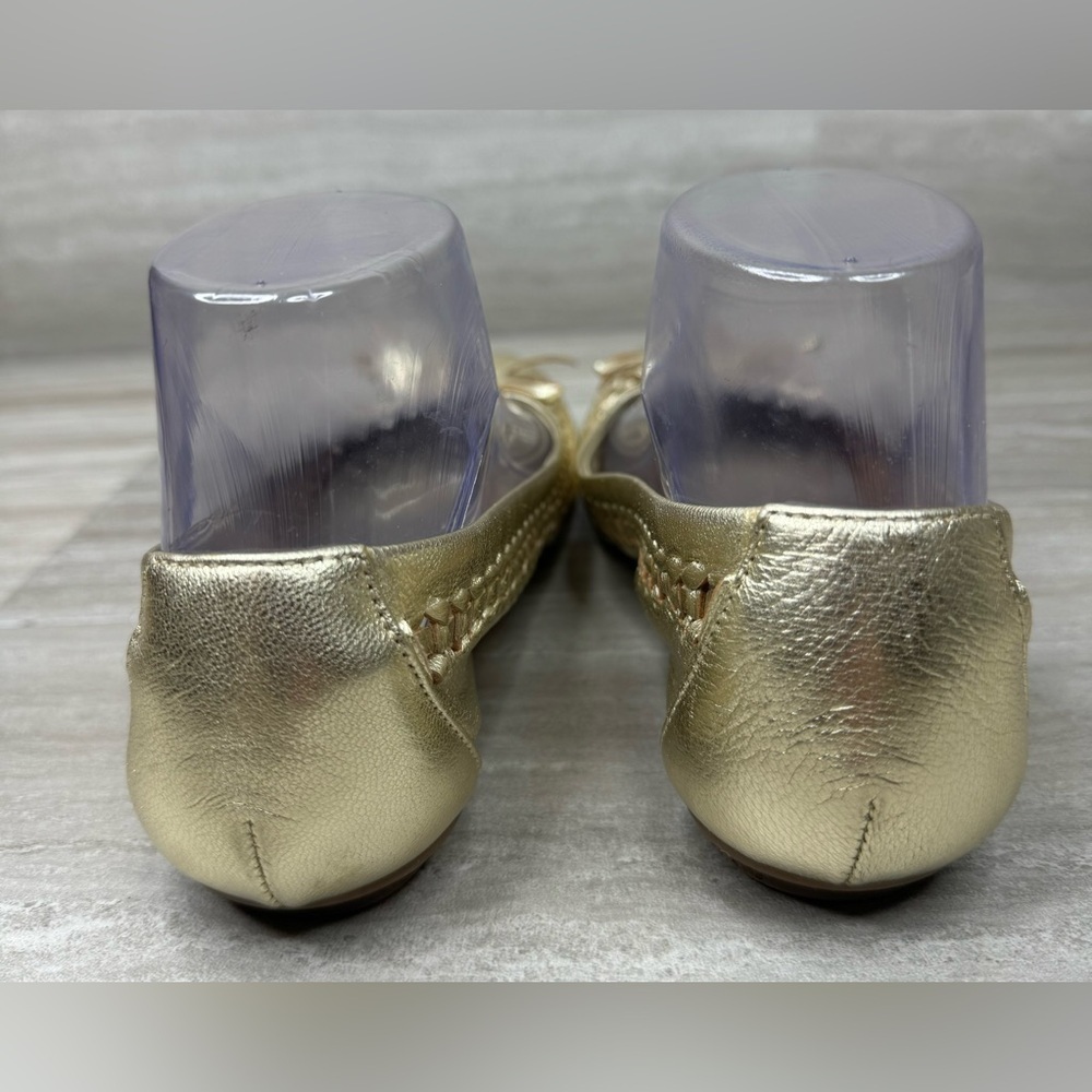 Kelly & Katie Dream Weaver Gold Vegan Leather Bow Tie Flats Womens 6 - Picture 3 of 10